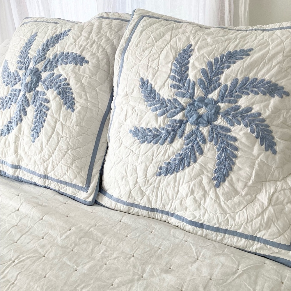 NEW TWO Serena & Lily Quilted Pillow Elmwood Shams - Picture 2 of 4